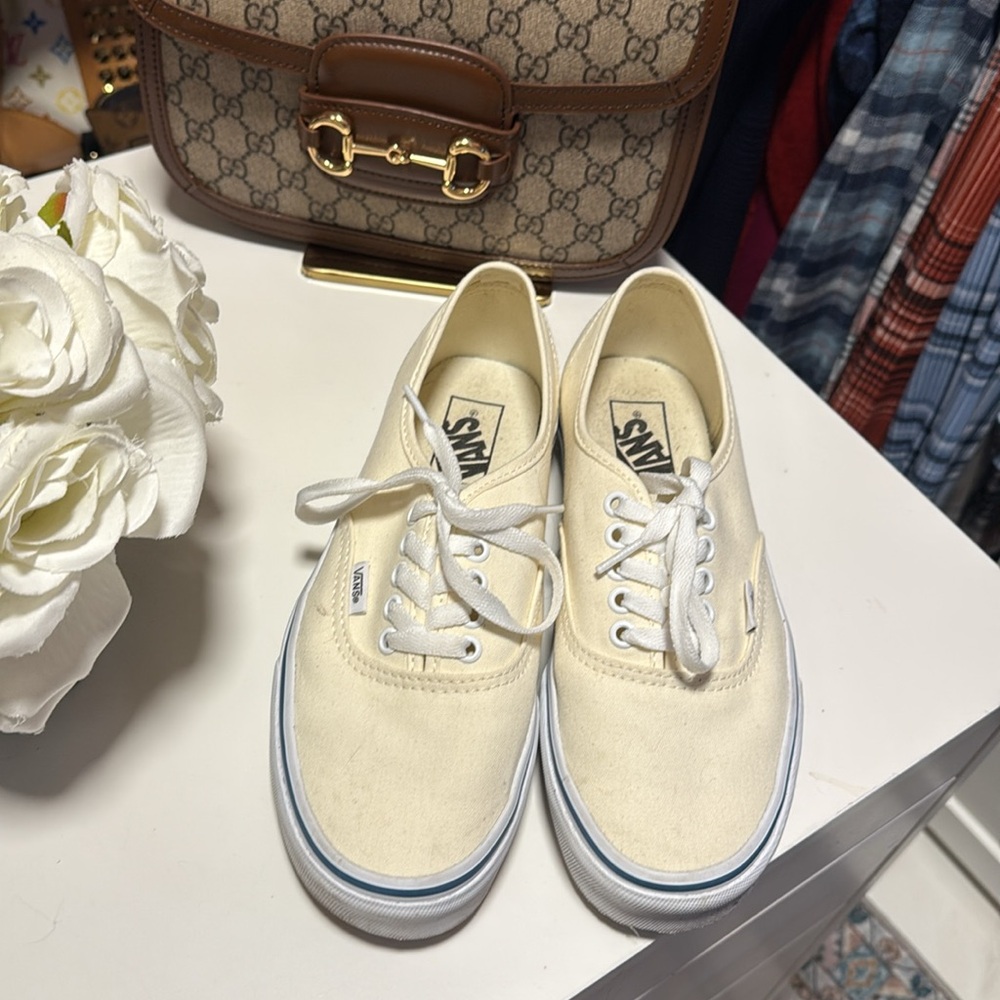 Vans Classic Cream Canvas Sneakers New